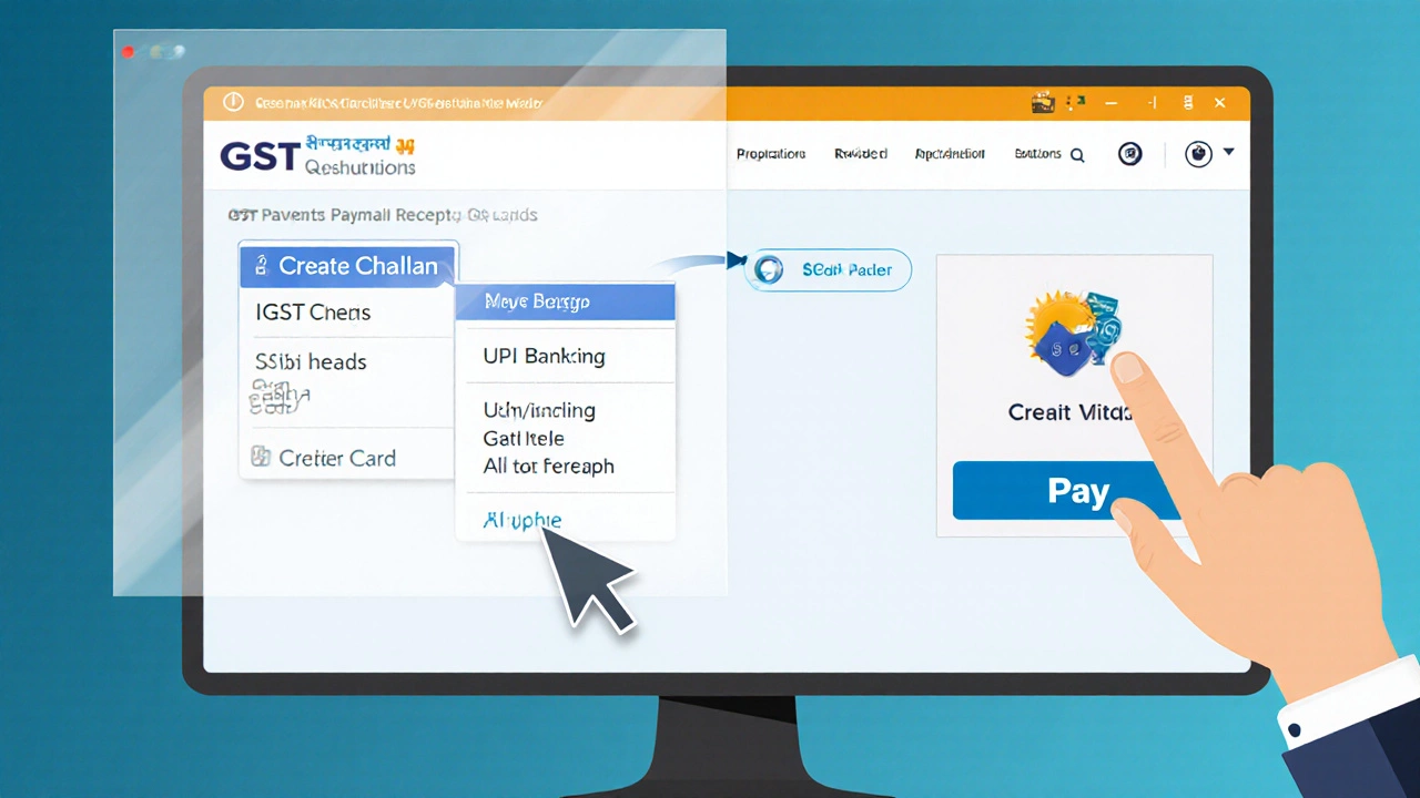 Computer screen showing GST payment steps and a receipt.