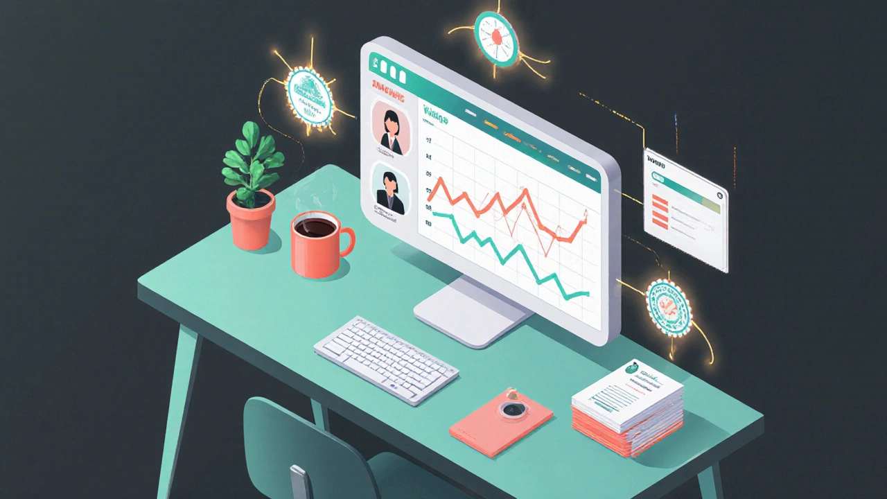 Isometric view of a virtual dashboard showing diversified freelance services and growth.