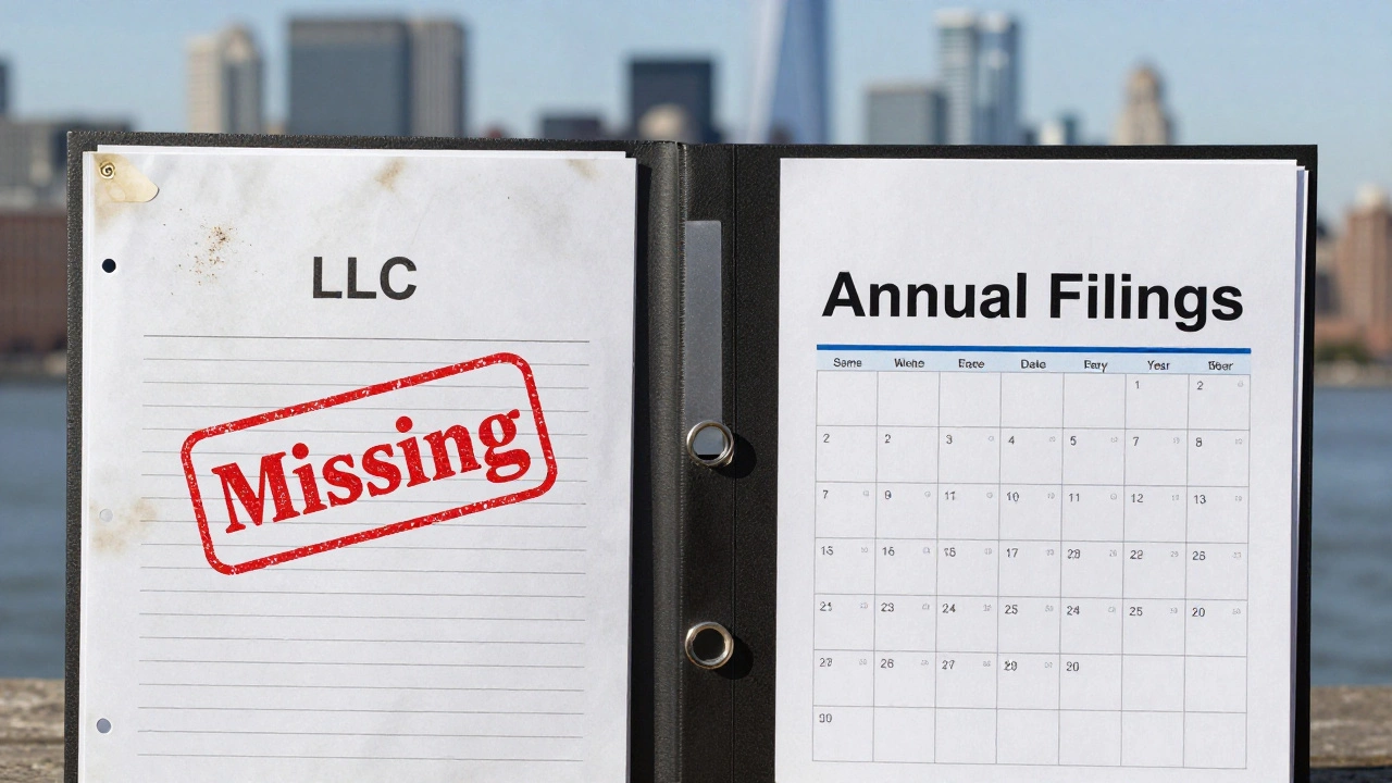 A neglected file next to an organized tax binder, symbolizing the importance of consistent filings.