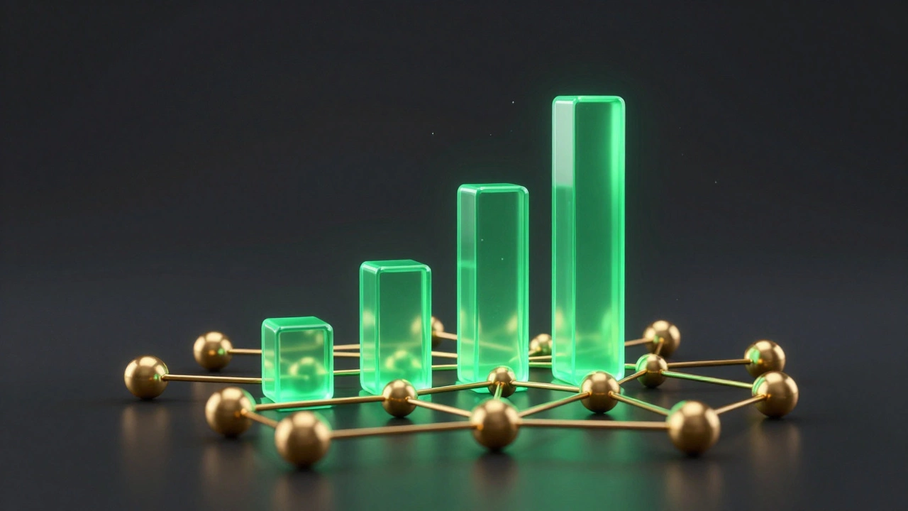 Abstract glowing structures representing financial growth and funding.