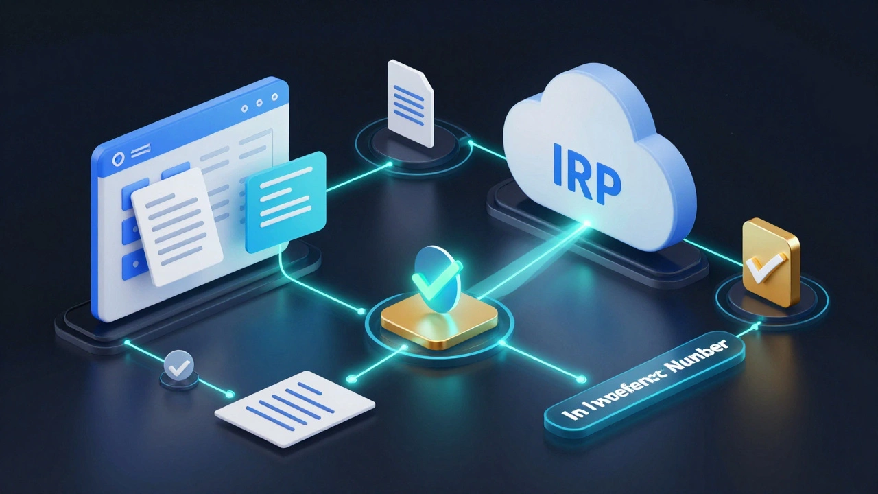 Abstract visualization of e-invoicing data flow to government portal