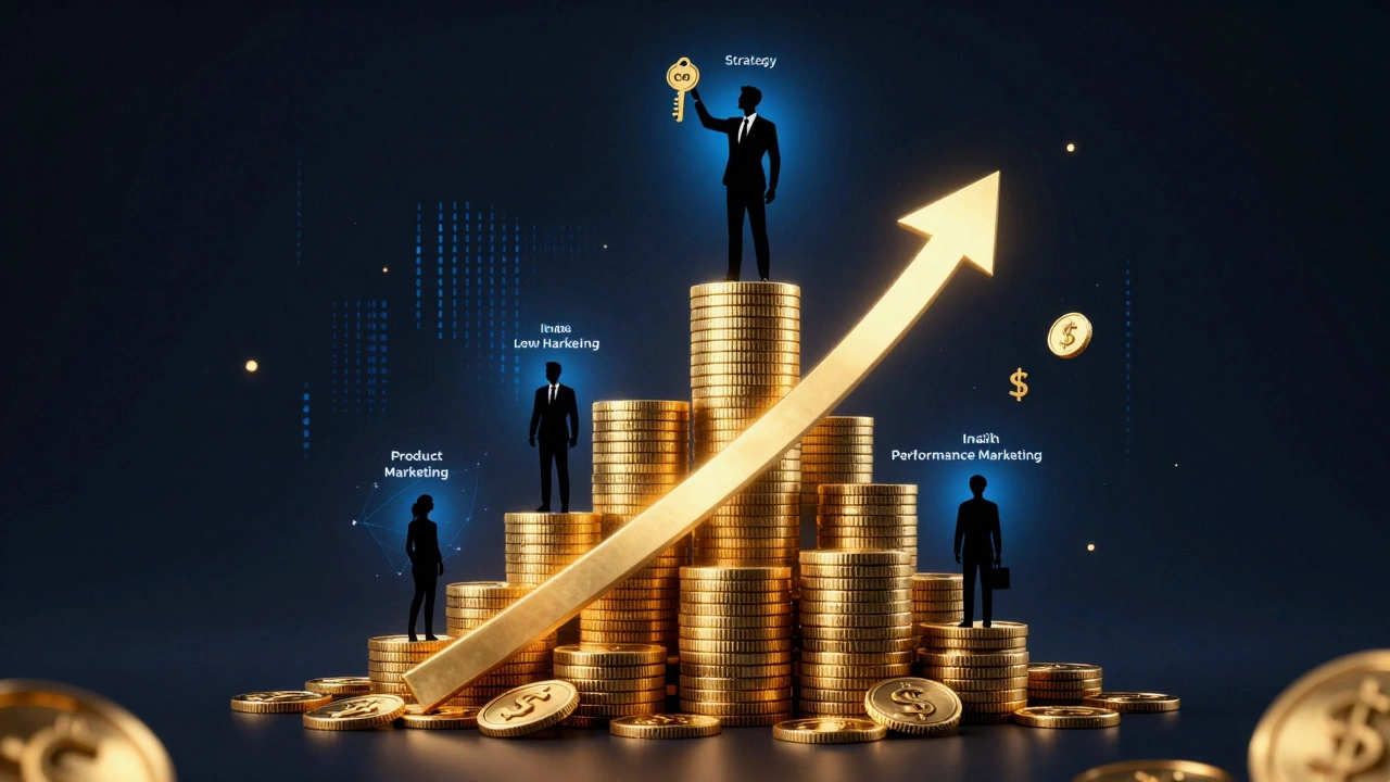 Golden staircase illustrating high-paying marketing career paths in India