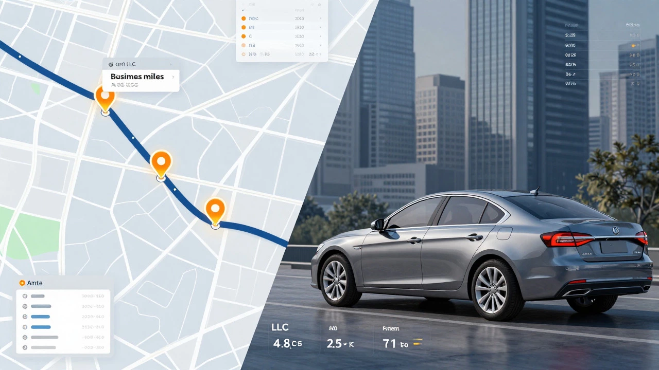 Conceptual art showing vehicle mileage tracking and expense logging methods
