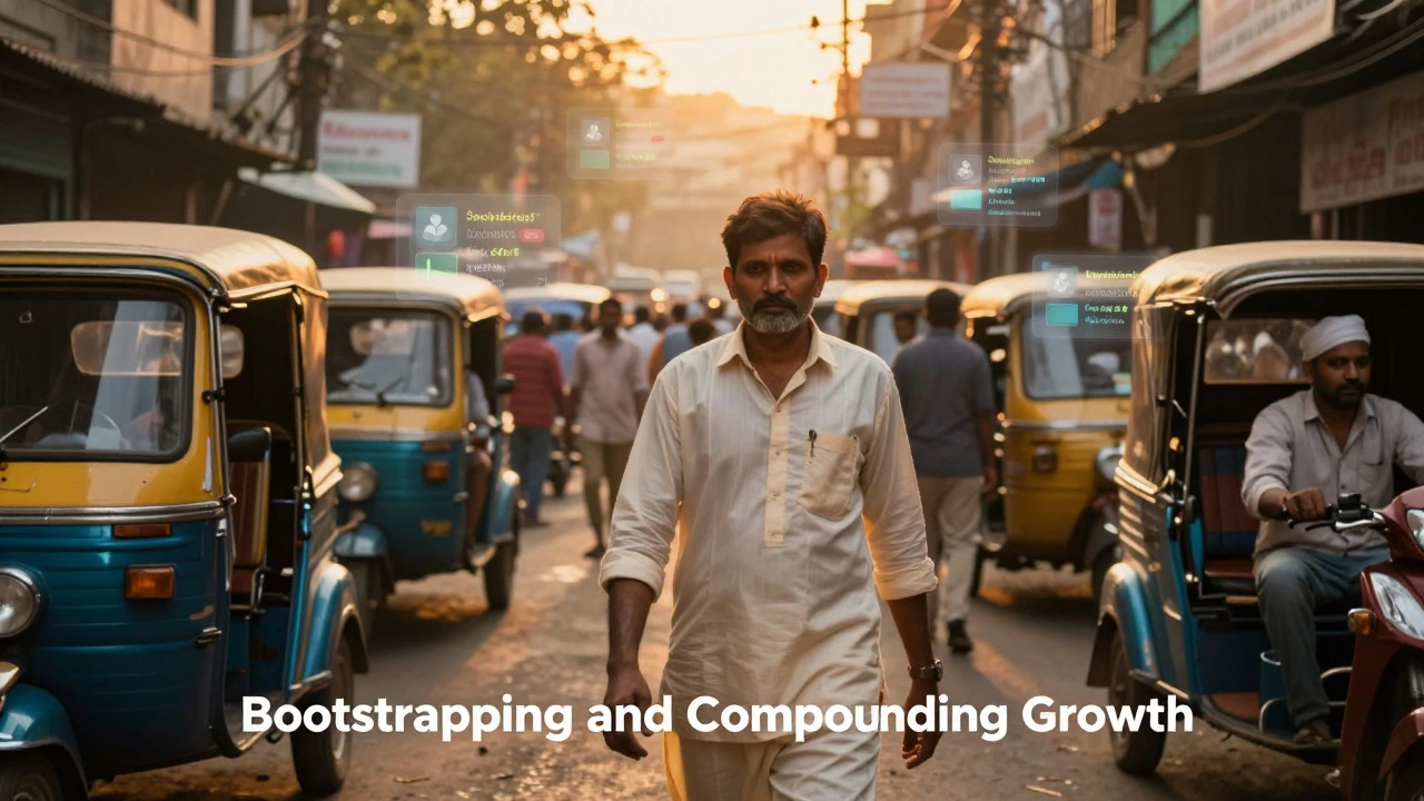 Business owner walking through a Mumbai market with loyalty metrics