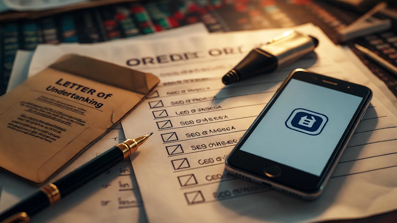 Close-up of financial checklist and banking tools for GST compliance